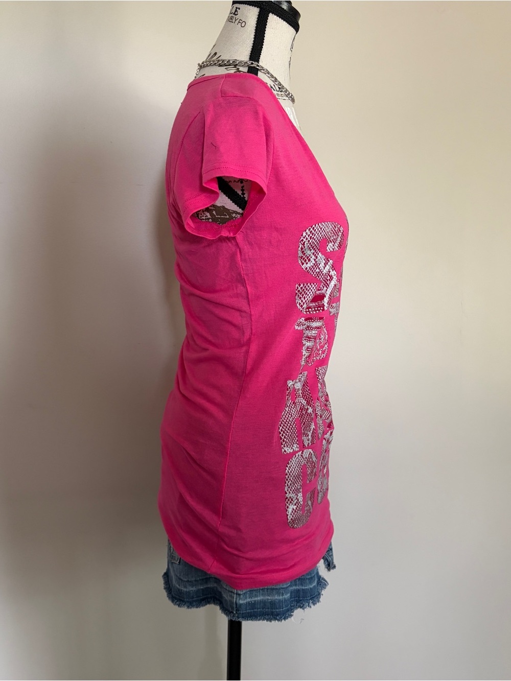 Y2K apple bottoms mcbling pink graphic short sleeve baby tee - Picture 6 of 13